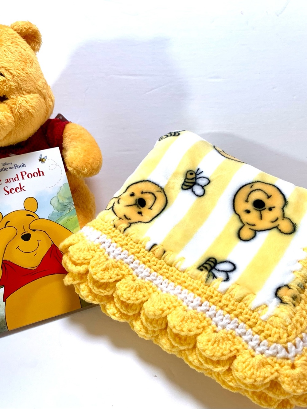 Disney Winnie the Pooh and Bees Crocheted Baby Blanket & Plush Set - Picture 2 of 11